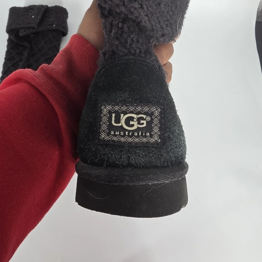UGG Australia Lattice Cardy Knit Boots #3066 Black Sweater Tall Women's 7 Shoes